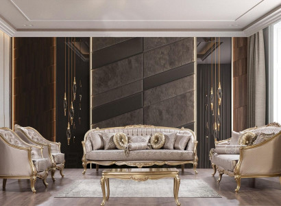 Sofa set Classic Furniture Sofa Set Coffee table Armchair Couch 5-piece Chesterfield